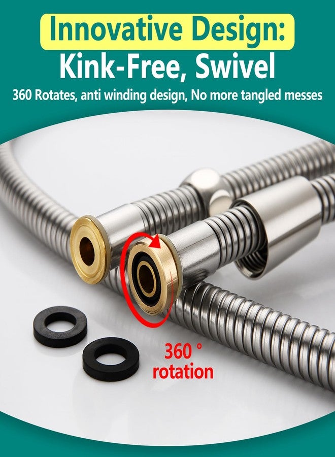 TRIPHIL Kink-free Shower Hoses for Handheld Showerhead Hose Replacement Flexible Metal Shower Tube Extension 360 Degree Swivel Anti-twist 2 Brass Nuts Stainless Steel Sleeve Brushed Nickel 59 Inches - Image 2